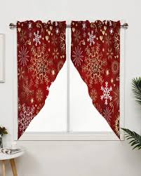 curtain christmas snowflake red