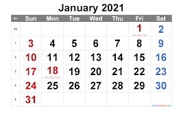 Just download, edit, add your important notes before print. Printable January 2021 Calendar With Holidays