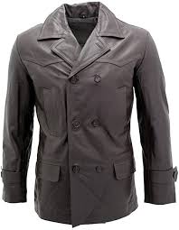 Dr Who Cow Hide Leather Pea Coat