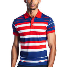 polo shirt red striped blue short