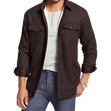 Tricots St Raphael Mens Shirt Jacket Sherpa Lined Long Sleeves L