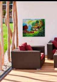 Acrylic Garden And Cottage Art Fine