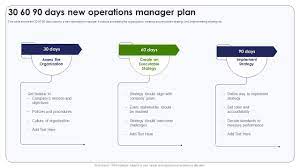 30 60 90 days new operations manager plan