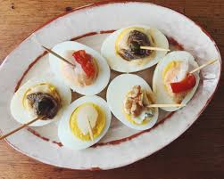 hard boiled eggs with toppings
