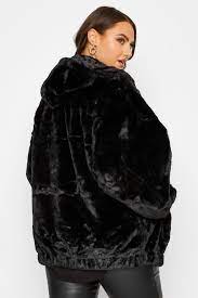 Black Faux Fur Oversized Jacket