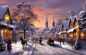 christmas wallpaper with winter village
