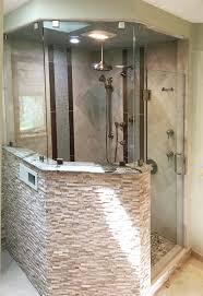 40 half wall glass shower enclosure