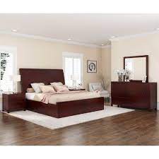 The most common mahogany bedroom set material is wood. Petros Transitional Mahogany Wood 4 Piece Bedroom Set