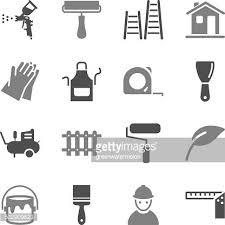 House Painting Icon Set Gray Color