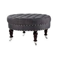 Kick your feet up and relax with this nedra coffee table large ottoman by ophelia & co. 37 Mo Finance 24kf Large Round Upholstered Tufted Button Linen Abunda