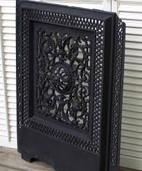 vintage cast iron fireplace grate cover