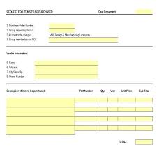 Purchase Order Request Form Requisition Template Free