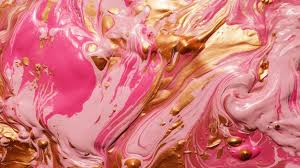 A Pink And Gold Paint With Gold Paint