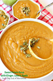sweet potato soup with ginger leek and