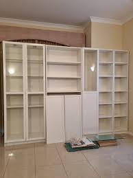 White Bookcases Units With Glass Doors