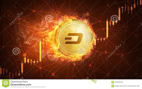 Dash Coin In Fire With Bull Stock Chart Stock Illustration