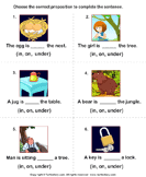 A smarttest on prepositions, conjunctions and interjections. Preposition Worksheets Turtle Diary