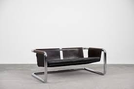 black leather sofa in bauhaus style