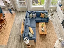 decorate a room with grey floors