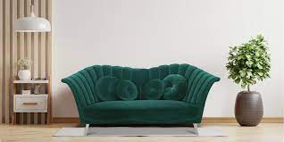 ikon velvet 2 seater sofa in dark green
