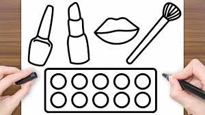 makeup tools drawing step by step