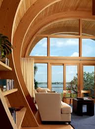 curved wood beams by totems architecture