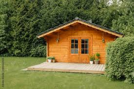 Wooden Hut Garden Joy In Summer Relax
