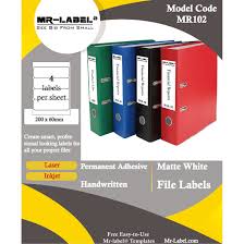 white lever arch file labels