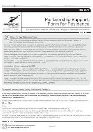 partnership support form for residence