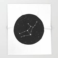 Virgo Star Sign Zodiac Star Chart Constellation Black And White Throw Blanket By Monoo
