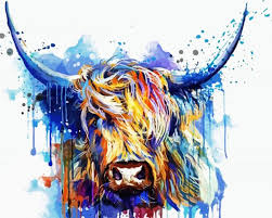 Splatter Highland Cow Head Paint By