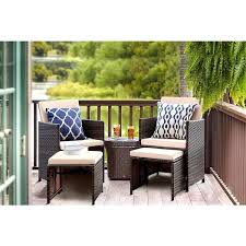 Black Wicker Rattan Dining Sofa Chairs