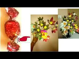Home > vivani world > diy drink decorations with chocolate wrappers. Best Out Of Chocolate Wrappers Craft How To Make Flowers From Candy Wrappers Youtube Flower Making Crafts Candy Wrappers