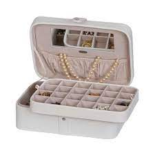 lila ivory faux leather jewelry box