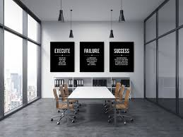 Success Quote Office Wall Art Black