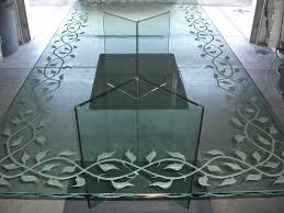 Glass Tables With Custom Etched Carved