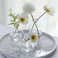 3 Clear Small Glass Flower Vases
