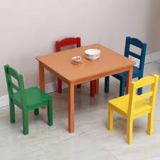 Let these be in your living room or at your work space in the form of child's study and computer table, you can enhance the functionality and use the table and chair sets for baby comes with a convenient folding mechanism. Kids Wood Table 4 Chairs Set Multi Color Kids Wooden Table Childrens Table Desk Furniture
