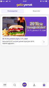 Getir uygulamasından 25 tl üzeri yemek siparişine 20 tl indirim (İstanbul)  | Do