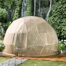 vevor garden dome with pvc cover and mesh cover geodesic dome 12ft