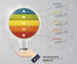 Design Business Chart With 5 Steps Diagram In Light Bulb Shape