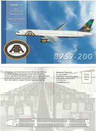 Ata American Trans Air Boeing 757 200 Postcard American