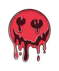 melting smiley face sticker red trippy