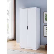 Find many great new & used options and get the best deals for 2 door wardrobe wood closet cabinet armoire black adjustable shelves hanging rod at the best online prices at ebay! Latitude Run Modren Contemporary Home Bedroom Utility Armoire Wardrobe Storage Cabinet White Finish With 2 Hanging Rods Wayfair