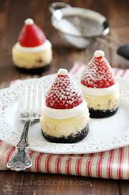 With the christmas holiday quickly approaching, it's time to start preparing your upcoming holiday dessert menu. Santa Hat Mini Cheesecake Recipe Christmas Party Dinner Menu Dessert Ideas Christmas Food Desserts Christmas Food Christmas Cooking