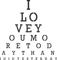 I Love You Eye Chart Style Stencil 3 Size Choices
