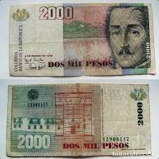 Billete De Colombia 2000 Pesos 1998 Circulado Comprar Billetes  gambar png