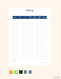 free call log sheet template