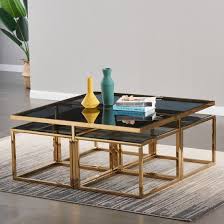 With our range of living room tables, you need look no further. Alba Black Glass Coffee Table With Gold Stainless Steel Legs 599 95 Go Furniture Co Uk