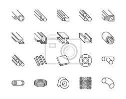Stainless Steel Flat Line Icons Set